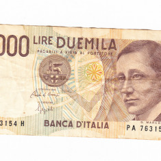 Bancnota Italia 2000 lire 1990, stare buna