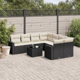 Cumpara ieftin Gossi set mobilier de gradina cu perne, 9 piese, negru, poliratan