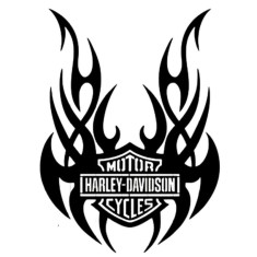 Decoratiune metalica de perete Krodesign KRO-1059, Harley Davidson II, diametru 80 cm, grosime 1.5 mm