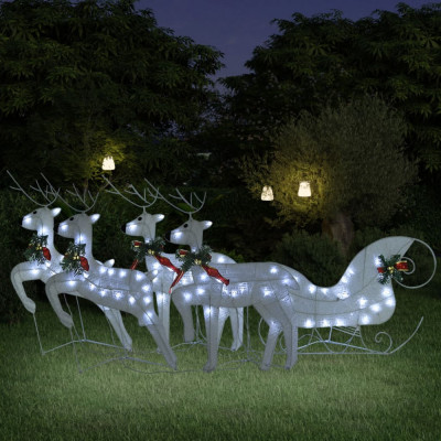 Decoratiune de Craciun cu reni&amp;amp;sanie 100 LED-uri alb exterior GartenMobel Dekor foto