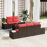 vidaXL Set de canapele pentru grădină cu pernă 6 pcs Maro poliratan 3346944