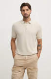 BOSS tricou polo barbati, culoarea bej, neted, 50519615