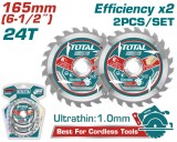 TOTAL - SET 2 DISCURI 165MM ULTRA SUBTIRI TAIERE LEMN