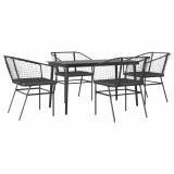 Cumpara ieftin Set de sufragerie de gradina 5 piese neagra Sticla Poly Rattan