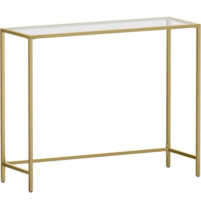 VASAGLE Masa de intrare, blat din sticla securizata, cadru metalic, 35x100x80cm, auriu Household NewTrend foto