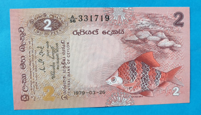 Sri Lanka 2 Rupii 1979 bank of Ceylon - Bancnota SUPERBA - UNC - two rupees foto