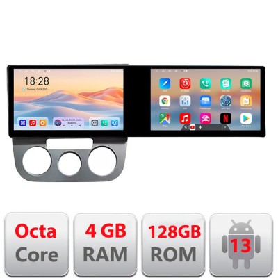 Navigatie VW Golf 5 2004-2010 clima manuala Edotec 2 ecrane 8 core 4+128 21.6 inch Incell android Wifi 5Ghz gps internet KIT-golf5-manual CarStore Tec foto