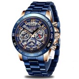 Cumpara ieftin Ceas Barbatesc LIGE Cronograf Quartz Analog Otel Inoxidabil Albastru, Rezistent la Socuri, Afisare Data, Diametru 44mm