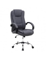 Scaun directorial MH Rudy 2, ergonomic, baza cromata, mecanism de balans, tapiterie stofa, gri inchis