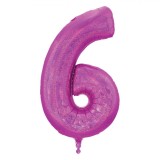 Balon Petrecere, MTA, Nr. 6, Fucsia Holografic, 60cm, Folie Aluminiu