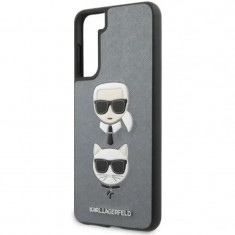 Husa Cover Karl Lagerfeld Saffiano K&C Heads pentru Samsung Galaxy S21 Plus Silver