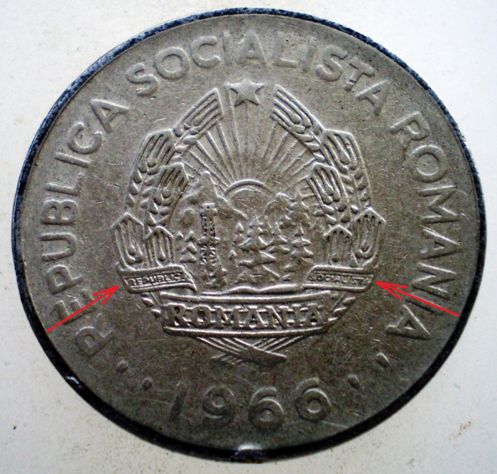 R.099 ROMANIA RSR 1 LEU 1966 VARIANTA RARA