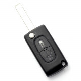 Citroen / Peugeot 407 &ndash; Carcasa tip cheie briceag cu 2 butoane, lama HU83-SH2 cu suport baterie
