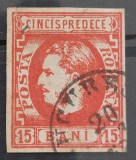 Romania 1869 - Carol l cu Favoriti 15 bani,Lp.27
