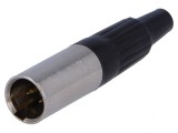 Conector XLR mini mufă tată PIN 3 cablu lipire drept