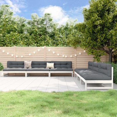 Gossi set mobilier de gradina, 6 piese, alb, lemn masiv pin foto