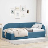 vidaXL Cadru de pat colțar cu headboard albastru 90 x 200 cm Catifea