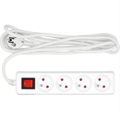 VOREL Prelungitor electric cu impamantare, 4 prize, 3 m, Alb, Plastic, ON/OFF foto