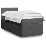 Cumpara ieftin Pat box spring cu saltea, gri &icirc;nchis, 80x200 cm, textil
