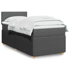 vidaXL Pat box spring cu saltea, gri &icirc;nchis, 80x200 cm, textil 3287277