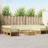 vidaXL Set de canapele de exterior cu pernă 10 pcs Alb și crem 3391205