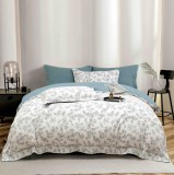 Cumpara ieftin Lenjerie de lux pentru pat dublu,bumbac finet,6 piese,cearceaf cu elastic,alba verde cu floricele-A994, Jojo Home