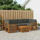 vidaXL Set de canapele de exterior cu pernă 7 pcs Natural și Antracit 3384088