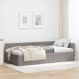 Cumpara ieftin Cadru de pat colțar cu headboard Gri taupe 90 x 190 cm