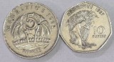 MAURITIUS Set / Lot 5 , 2 Monede : 5 Rupees 1992 + 10 Rupees 1997