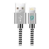 Cablu alimentare Premium SPACER USB2.0-Lightning Apple 1.8m 2.1A Fast charging alb/negru SPDC-LIGHT-BRD-ZBR1.8
