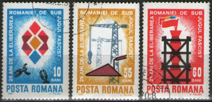 Romania 1969 - 25th eliberării Rom&acirc;niei de sub jugul fascist, serie stampilata