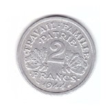 Moneda Franta 2 francs/franci 1944 B, Vichy, stare buna, curata