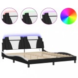 Cumpara ieftin Cadru de pat, Viana, cu LED fara saltea, negru si alb, 180x200 cm