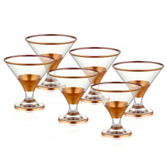 Set cupe pentru inghetata, Mia, 742TMA4728, Sticla, Auriu roz