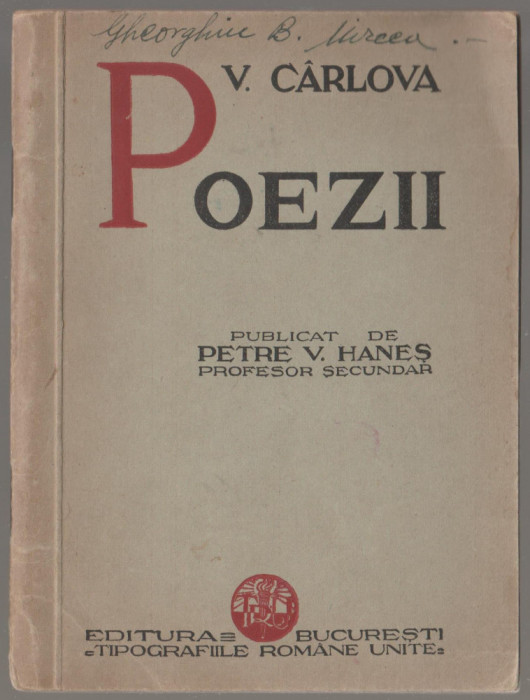 Vasile Carlova - Poezii (editie Petre V. Hanes)