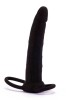 Strap-on Silicon Orion Double Prober 14cm Negru - Dildo cu Inele Penis &amp; Bile, Penetrație Dublă Realistă