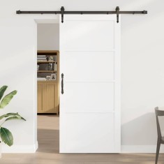 vidaXL Ușă glisantă Alb și negru 93 x 211 cm Lemn masiv de pin și oțel