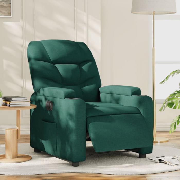vidaXL Fotoliu rabatabil electric, verde &icirc;nchis, material textil 3204578