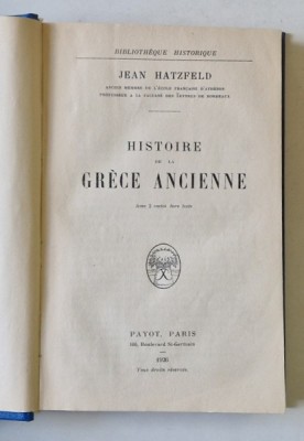 HISTOIRE DE LA GRECE ANCIENNE par JEAN HATZFELD , 1926 foto