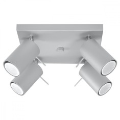 Lustră De Tavan Ring Gri Oțel 4 Becuri Tub Modern De Interior