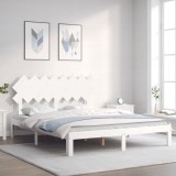 VidaXL Cadru de pat fără saltea, alb, 160x200 cm, lemn masiv pin