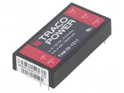 Convertor DC/DC 30W 9-18V la 5V 6A 2x1 THM 30-1211 foto