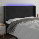 VidaXL Tăblie de pat cu LED, negru, 203x16x118/128 cm, catifea