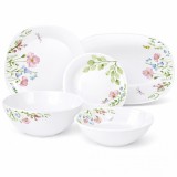 Set de masa OPAL din portelan, patrat &ndash; 20 piese, model Flori de Pajiste Handy KitchenServ