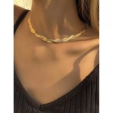 Cumpara ieftin Colier Dublu Impletit tip Choker, Auriu - 93836