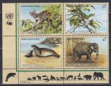 Natiunile Unite Viena 1994 - Animale amenințate, Serie cu Tabsuri, MNH, Nestampilat