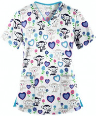 Bluza medicala &amp;amp;#8222;Monkey garden&amp;amp;#8221; (TS726MYW) foto