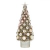 Brad Decorativ de Craciun, Tinsel, Bej Sampanie, Globuri Roz-Bej, 30cm, Oem