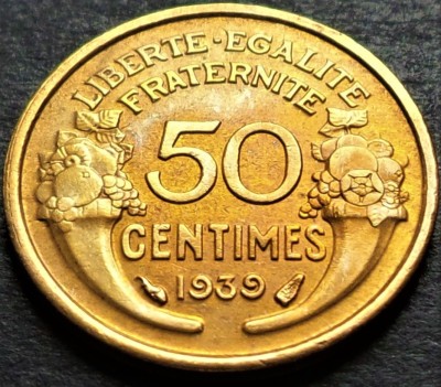 Moneda istorica 50 CENTIMES - FRANTA, anul 1939 * cod 4648 A = excelenta foto