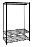 Cumpara ieftin Raft 2 polite cu suport haine crom negru 90x45x180 cm